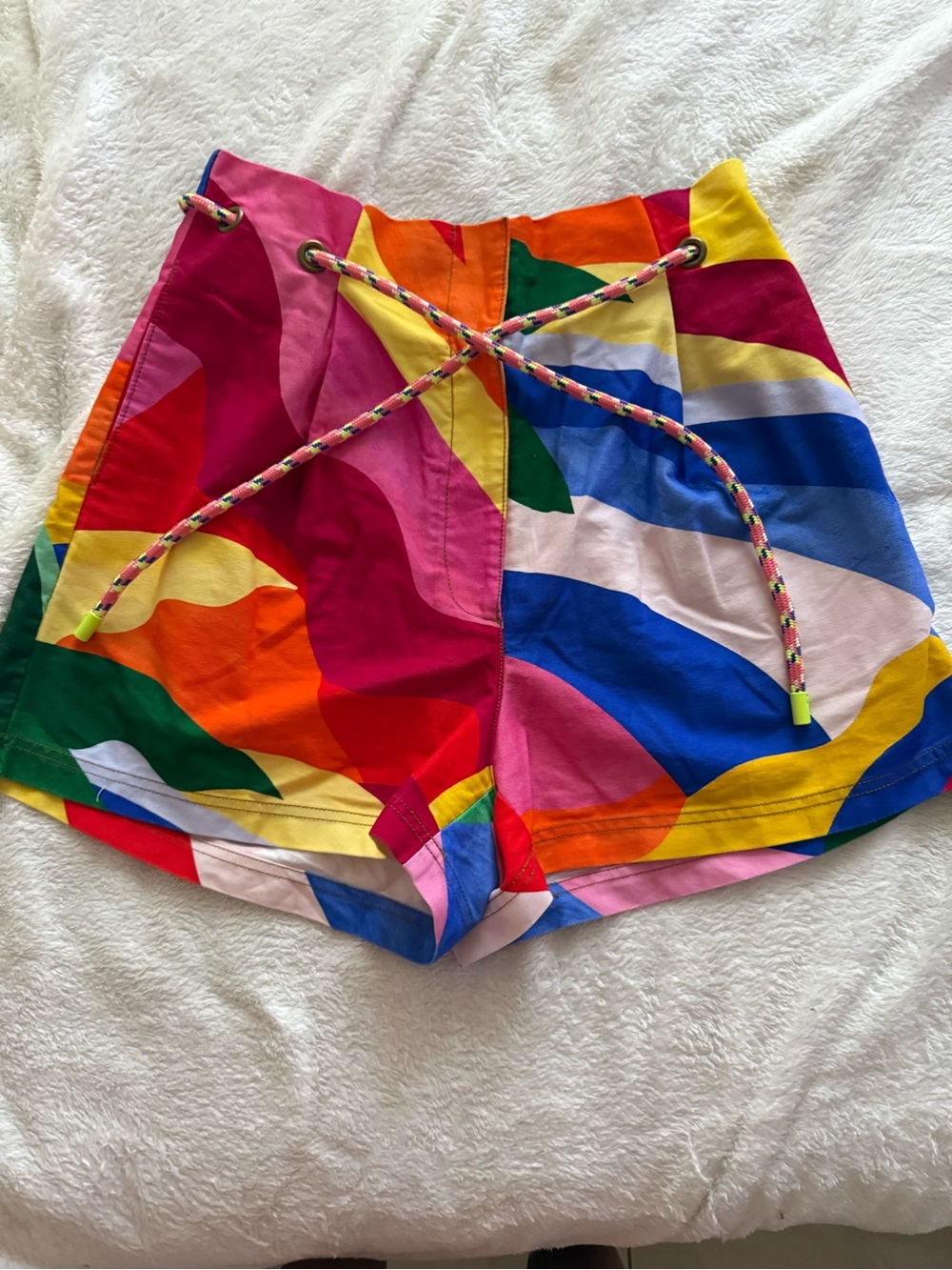 Farm Rio Linen Shorts Bermuda Belted Colorful Anthropologie M Oversized